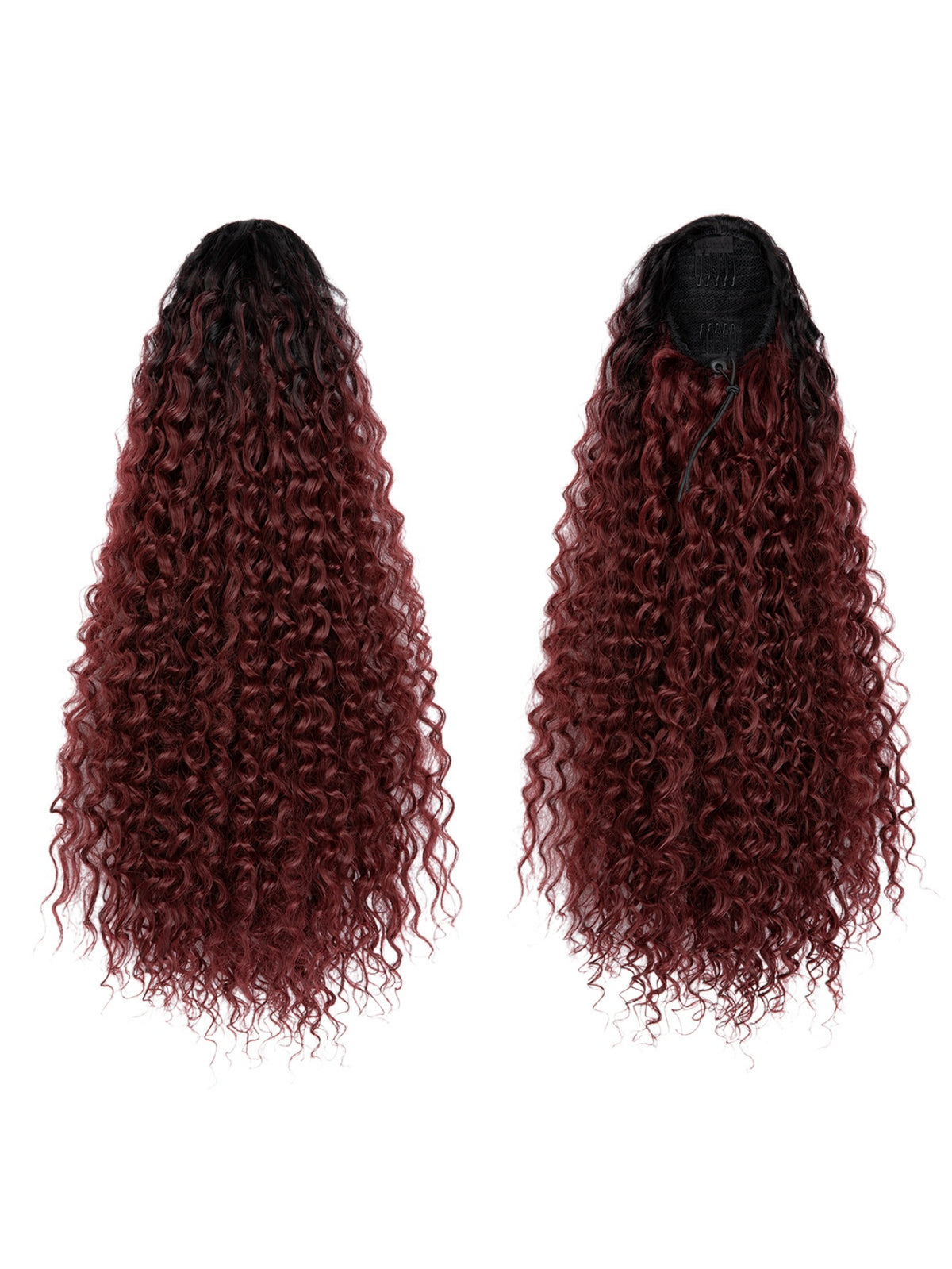 Drawstring Adjustable Synthetic Fiber Ponytail Wavy Curl Wig