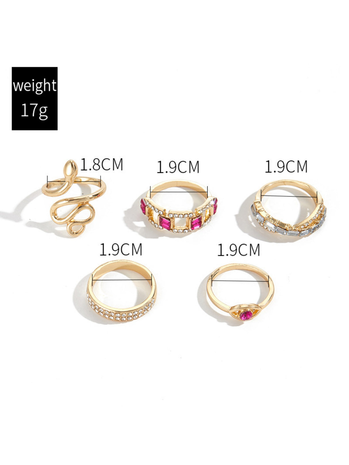 Diamond-encrusted Snake Ring Set