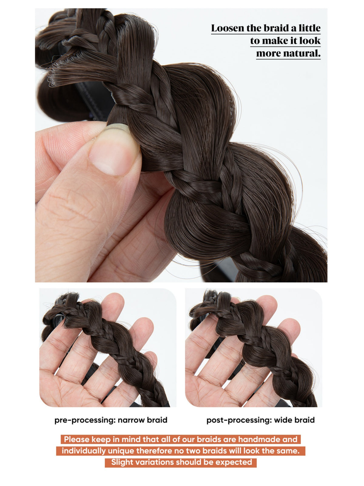 Braided Headband, Wide-brimmed Three-strand Sandwich Wig