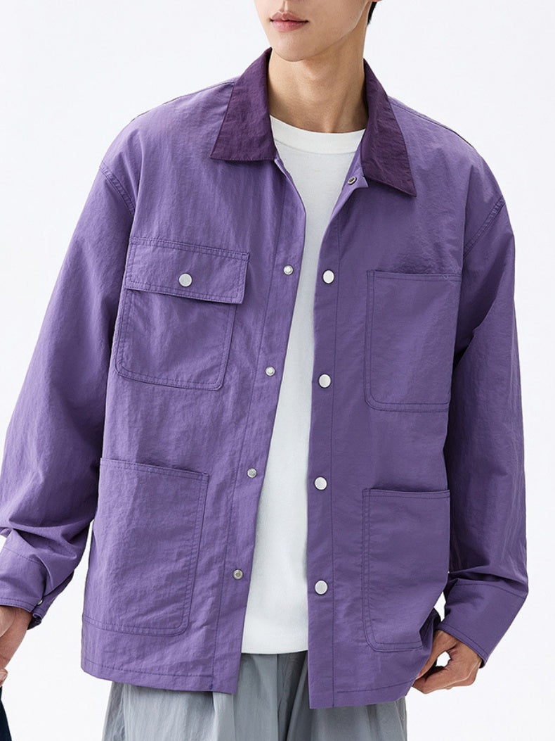 Multiple Pockets Loose-fit Shirts