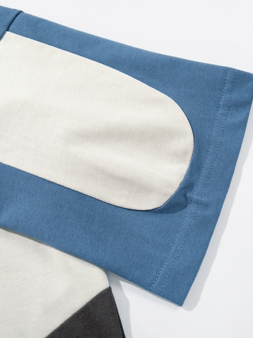 Color-blocked Splicing Loose-fit Leisure T-shirts