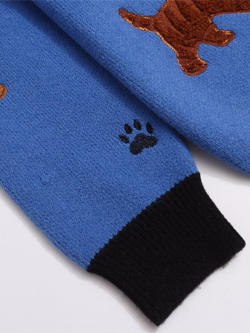 Christmas Retro Cute Cat Embroidery Lapel Sweater