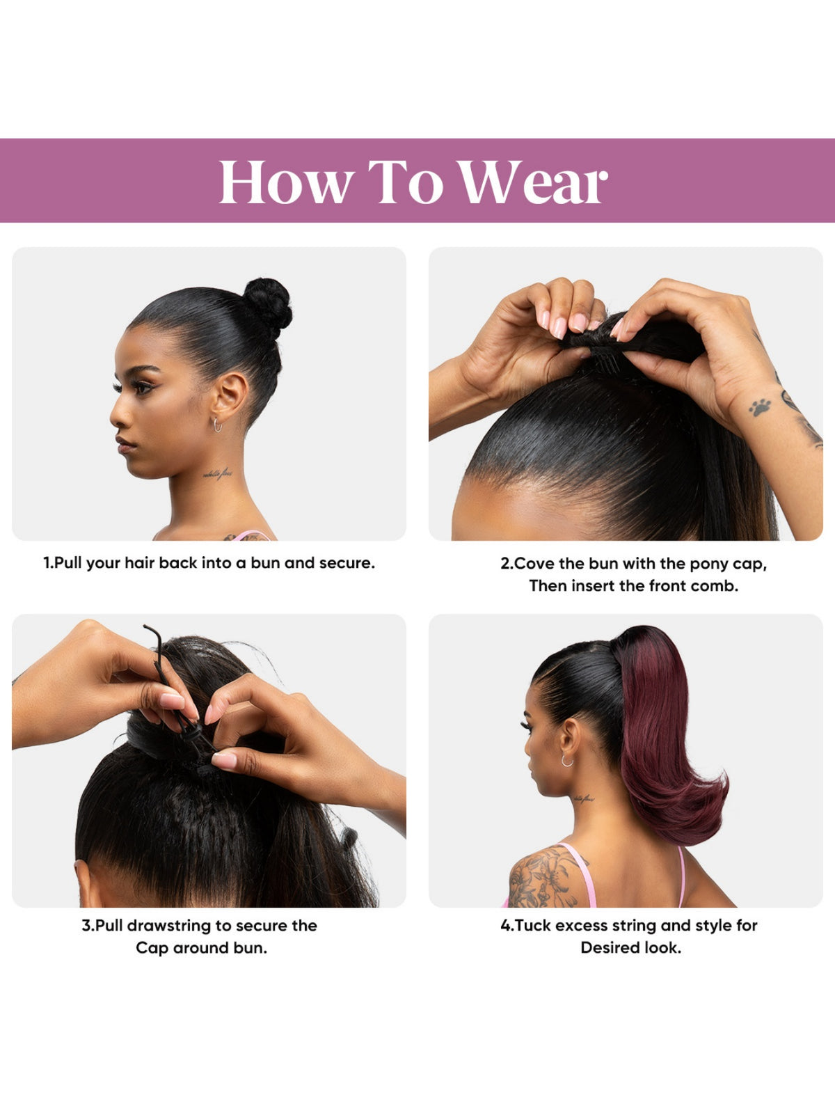 Slightly Curled Short Hair With Drawstring Ponytail, Made Of Synthetic High-temperature Silk Wig
