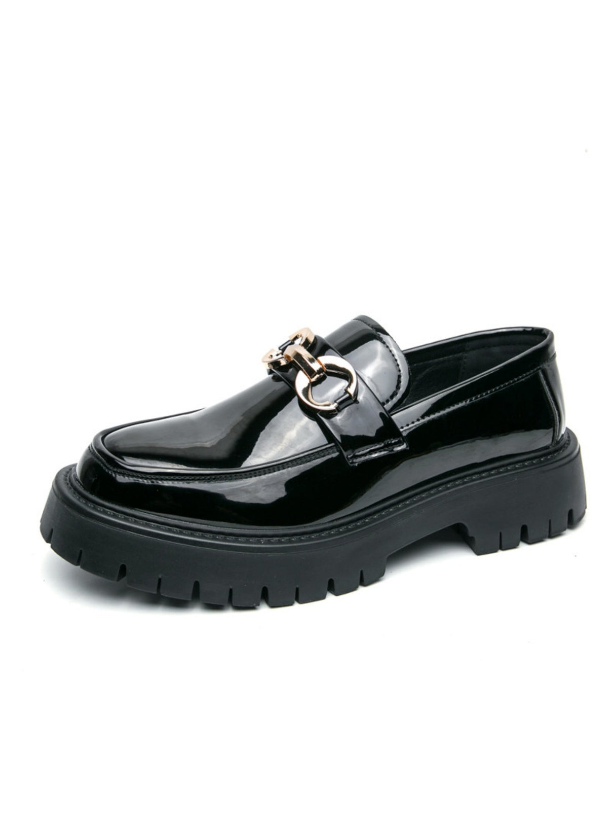 Metal Buckle Platform Slip-on Loafers