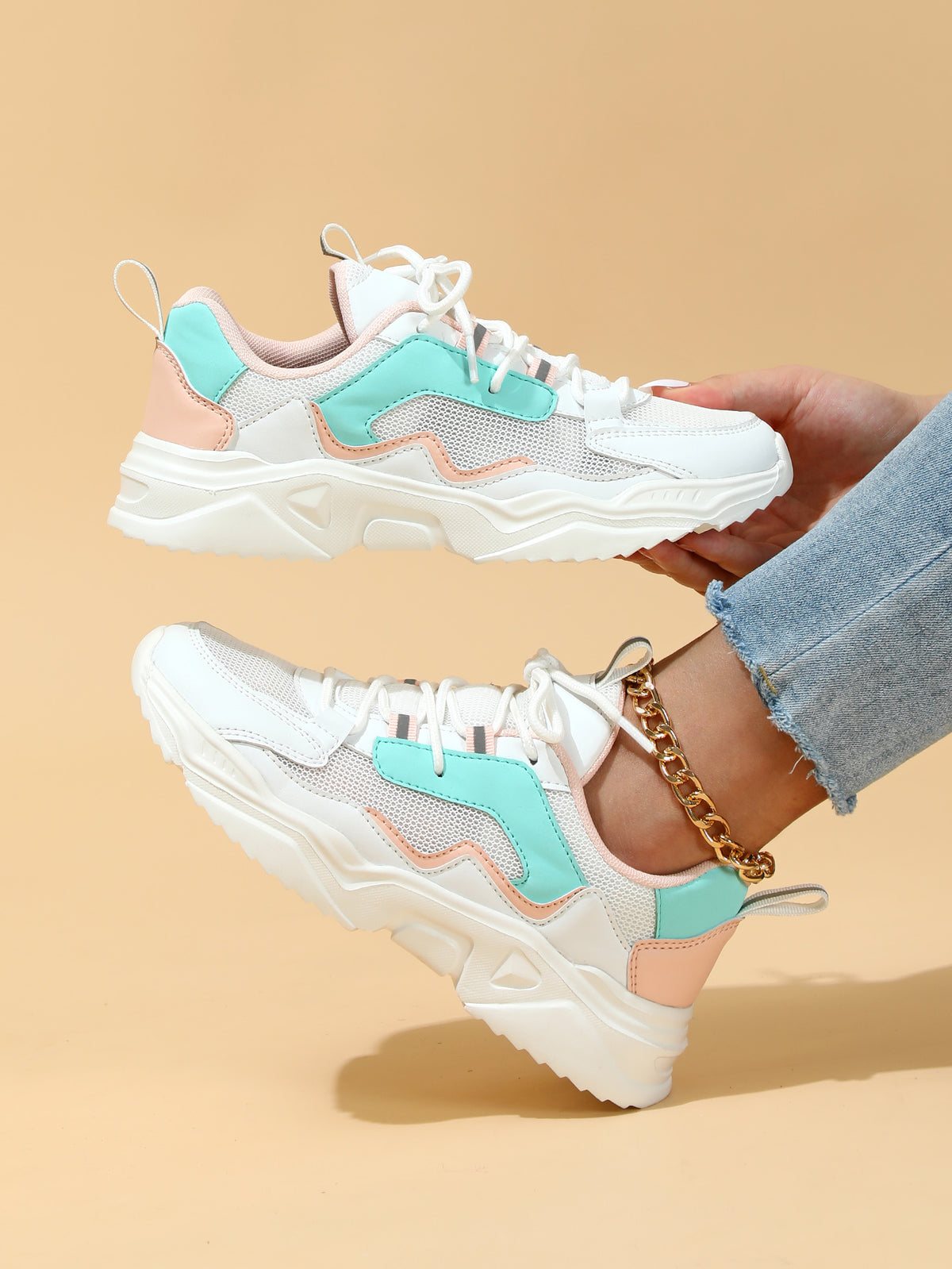Color-blocked Platform Women's Casual Sneakers