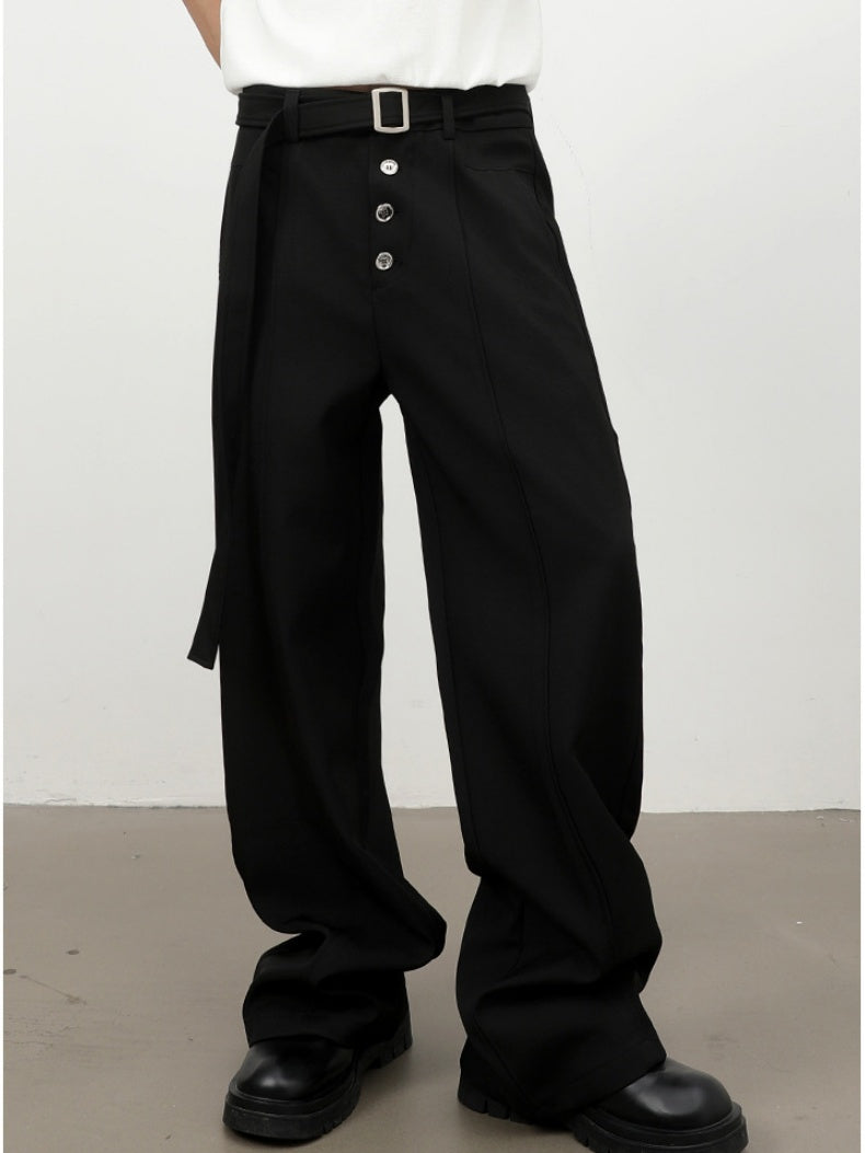 Stereo Multiple Buttons Straight-fit Dress Pants Pants
