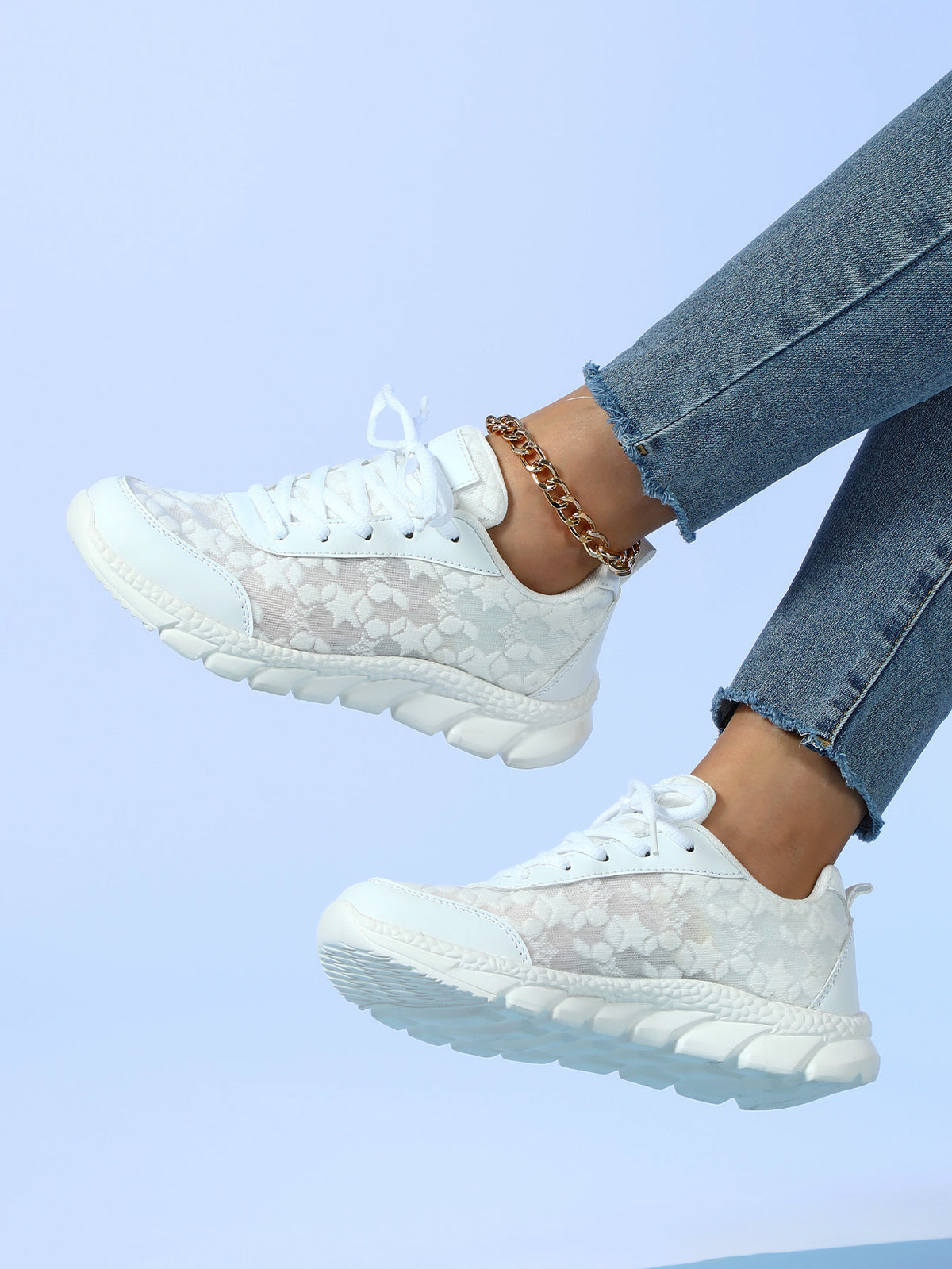 Floral Mesh Women's Casual Sneakers