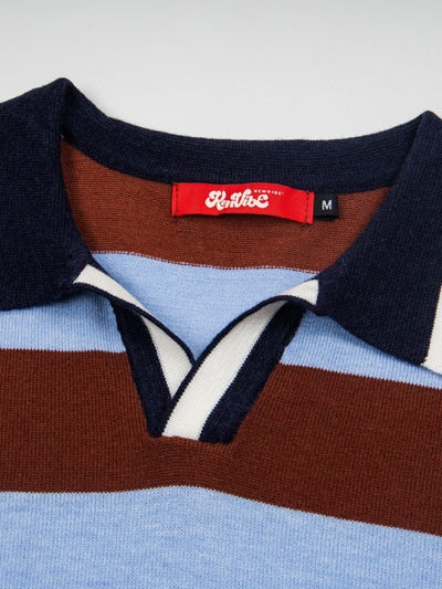 Retro College Style Color-blocked Stripes POLO Shirt