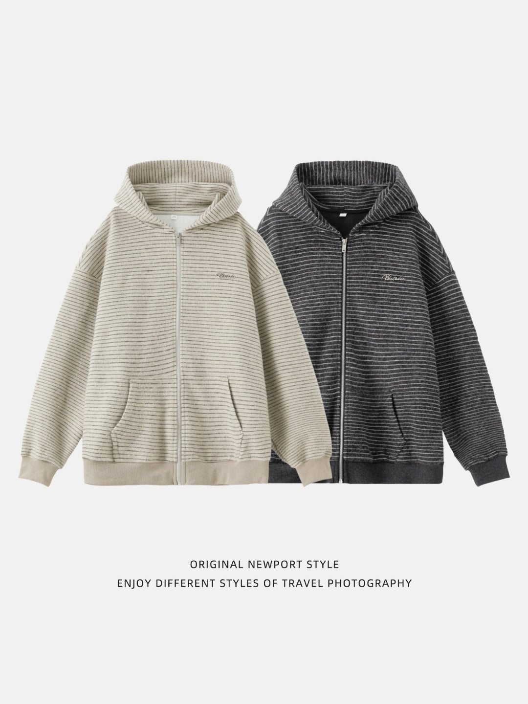 Stripes Hooded Cardigan Sweatshirt