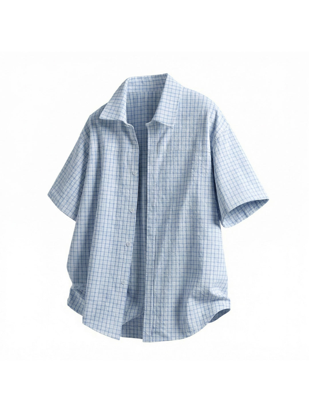 Color-blocked Plaid Boxy Loose-fit Shirts