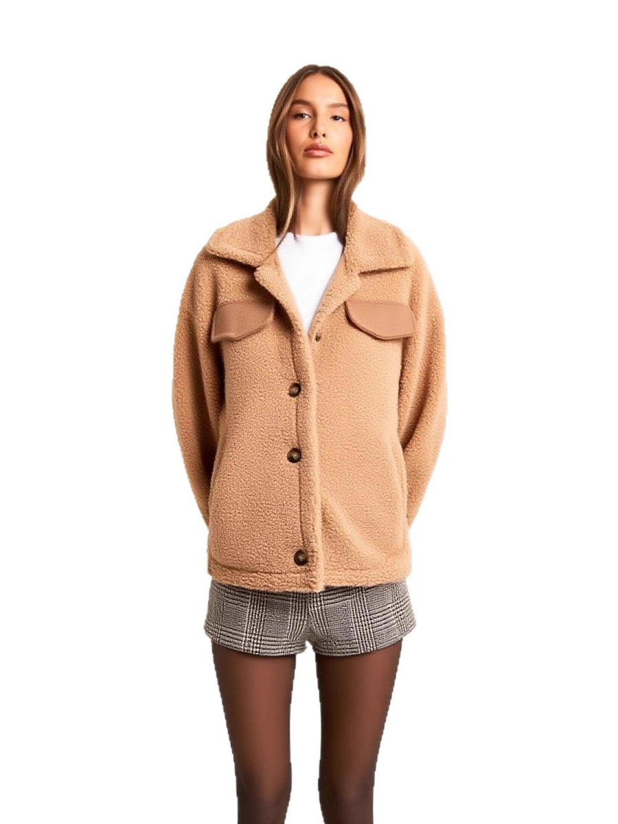 Polar Fleece Cropped Button Jacket