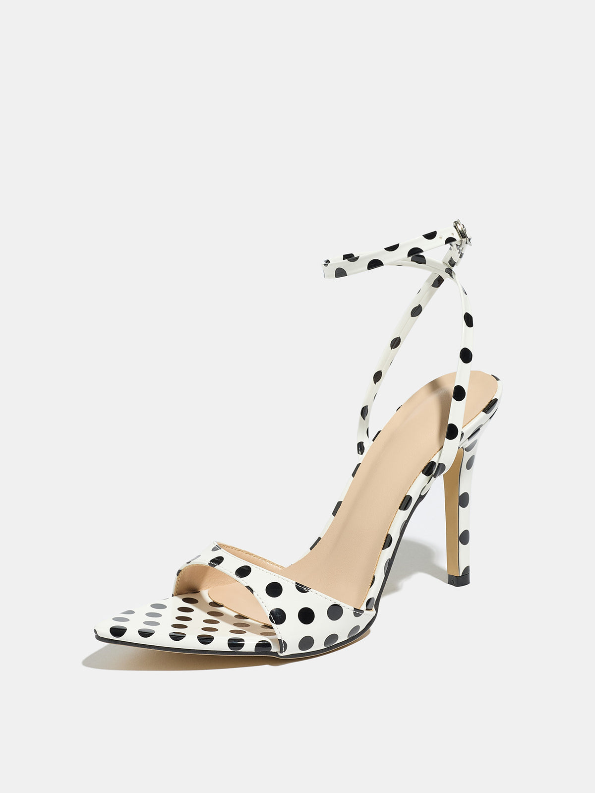 Black And White Polka Dot High-heeled Sandals