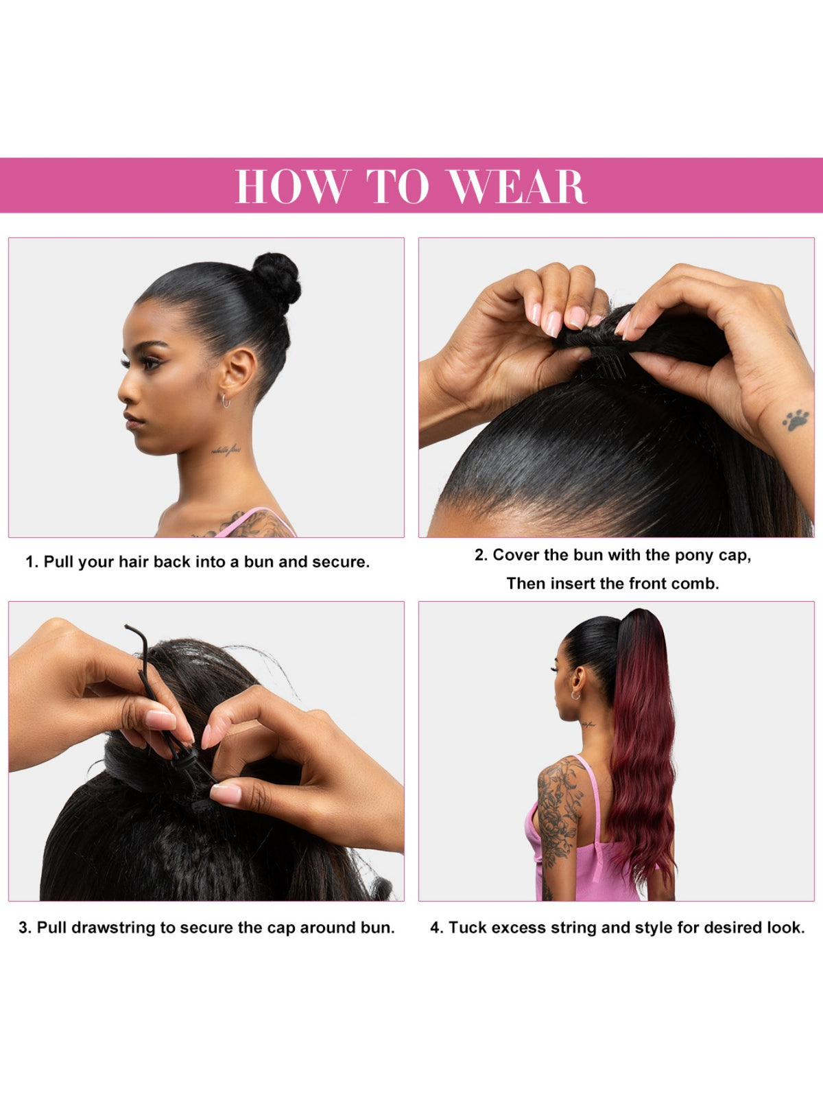 Pull-cord Hair Tie Water Ripple High-temperature Silk Ponytail Wig