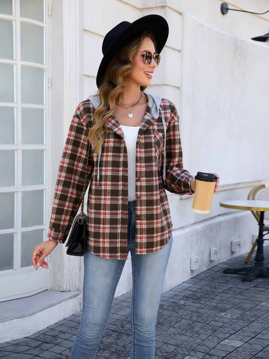 Woolen Plaid Button Jacket