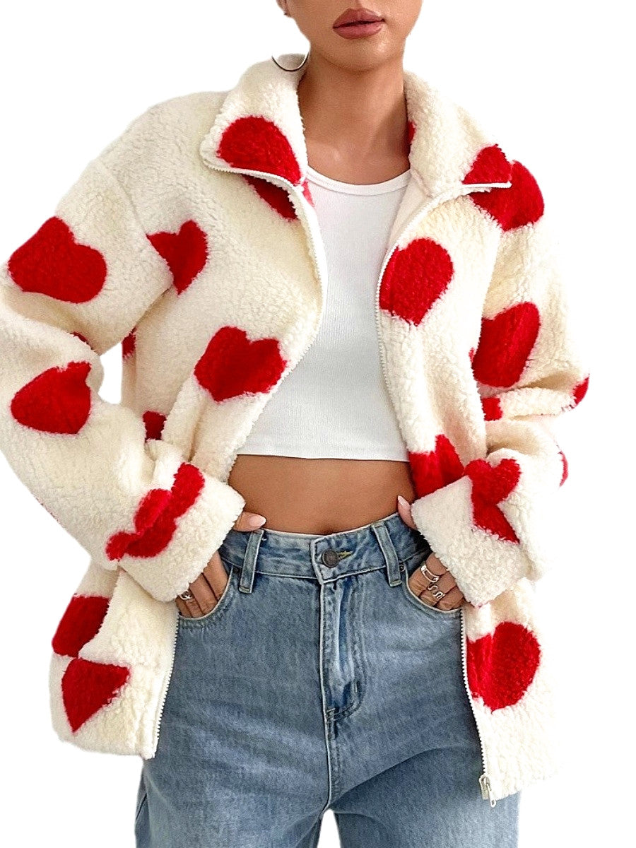 Christmas Cardigan Zipper Heart Jacket