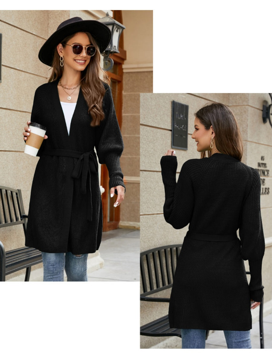 Liber Autumn Women's Plain stitch Mid-length Cardigans Coat