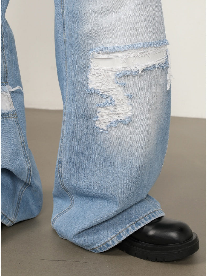 Patch Fake Hole Patchwork Jeans
