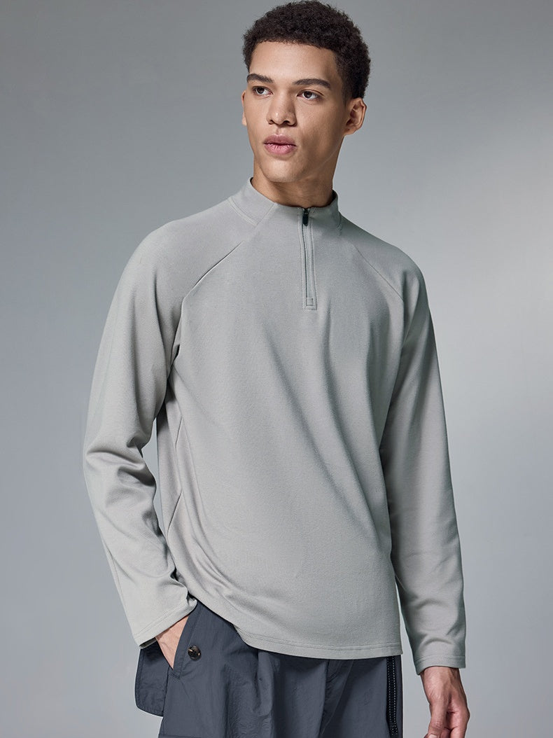 Liber Autumn Neutral wear Zipper decoration Solid Color T-shirts