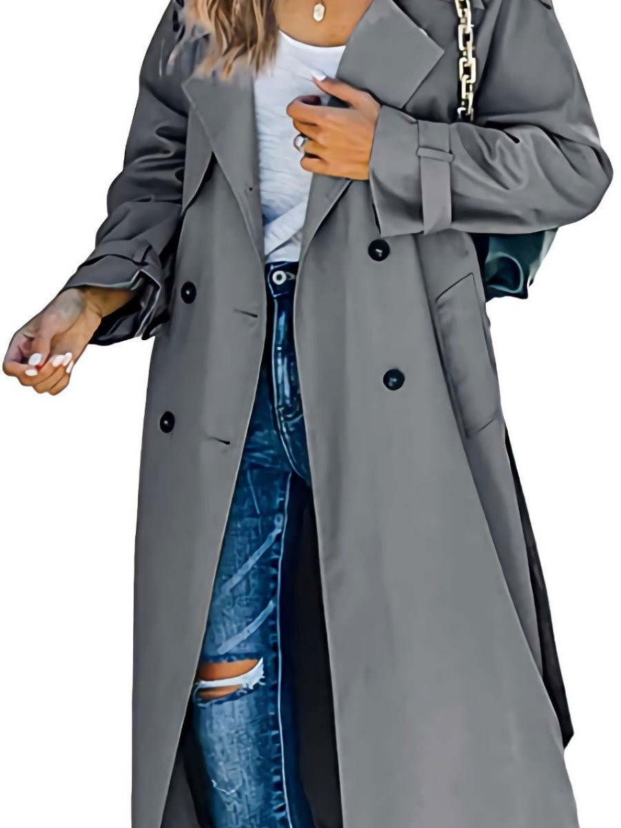 Liber Winter Women's Epaulettes Buttons Trench Coats