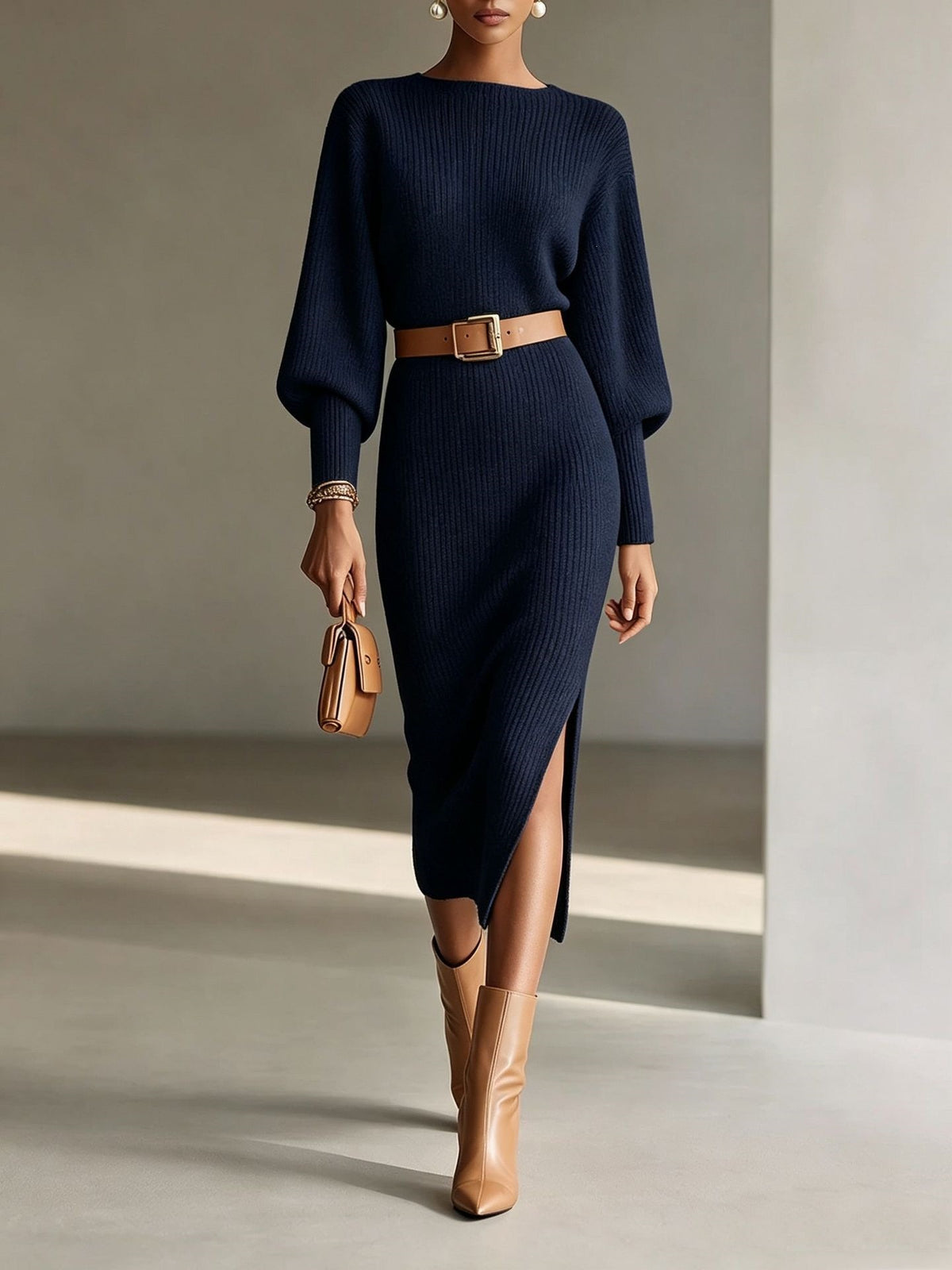 French-style Elegant Off-the-shoulder Long-sleeved Sweater