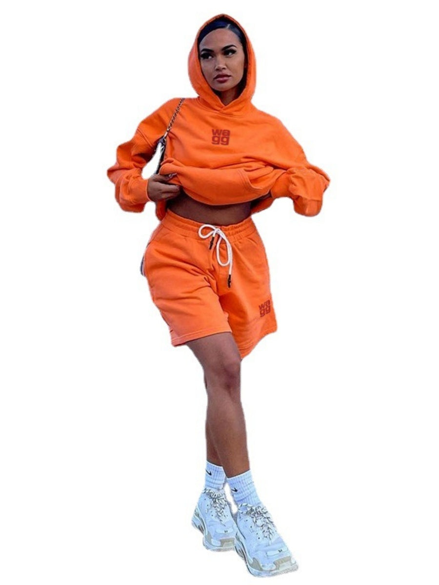 Liber Women's Autumn Hood Embroidered Two-piece Suit