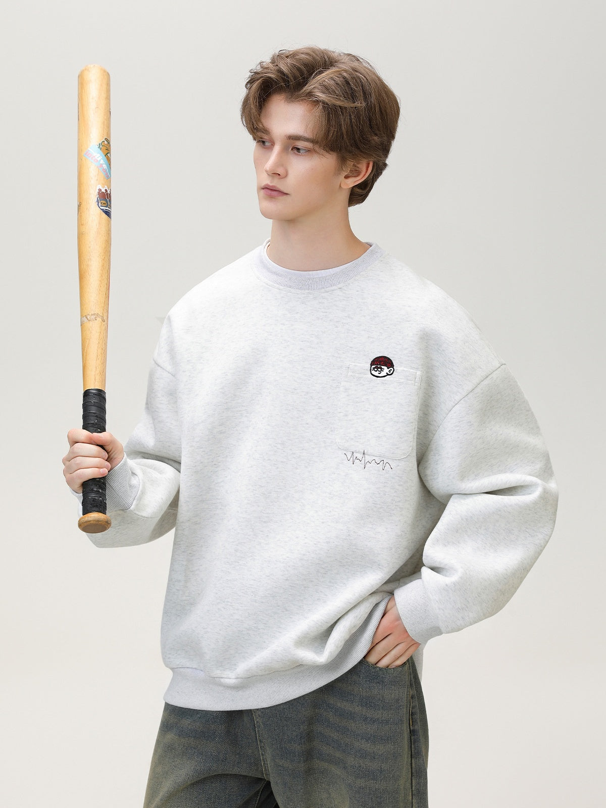 Liber Autumn Men's Pocket decoration Pattern Sweatshirts
