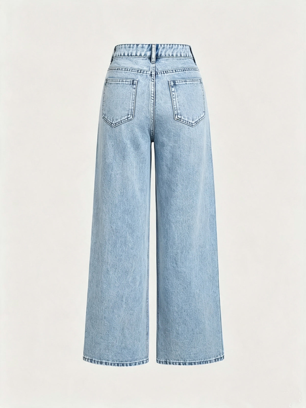 Women's Light-colored Washed Denim Wide-leg Jeans With Shimmering Details For Autumn And Winter