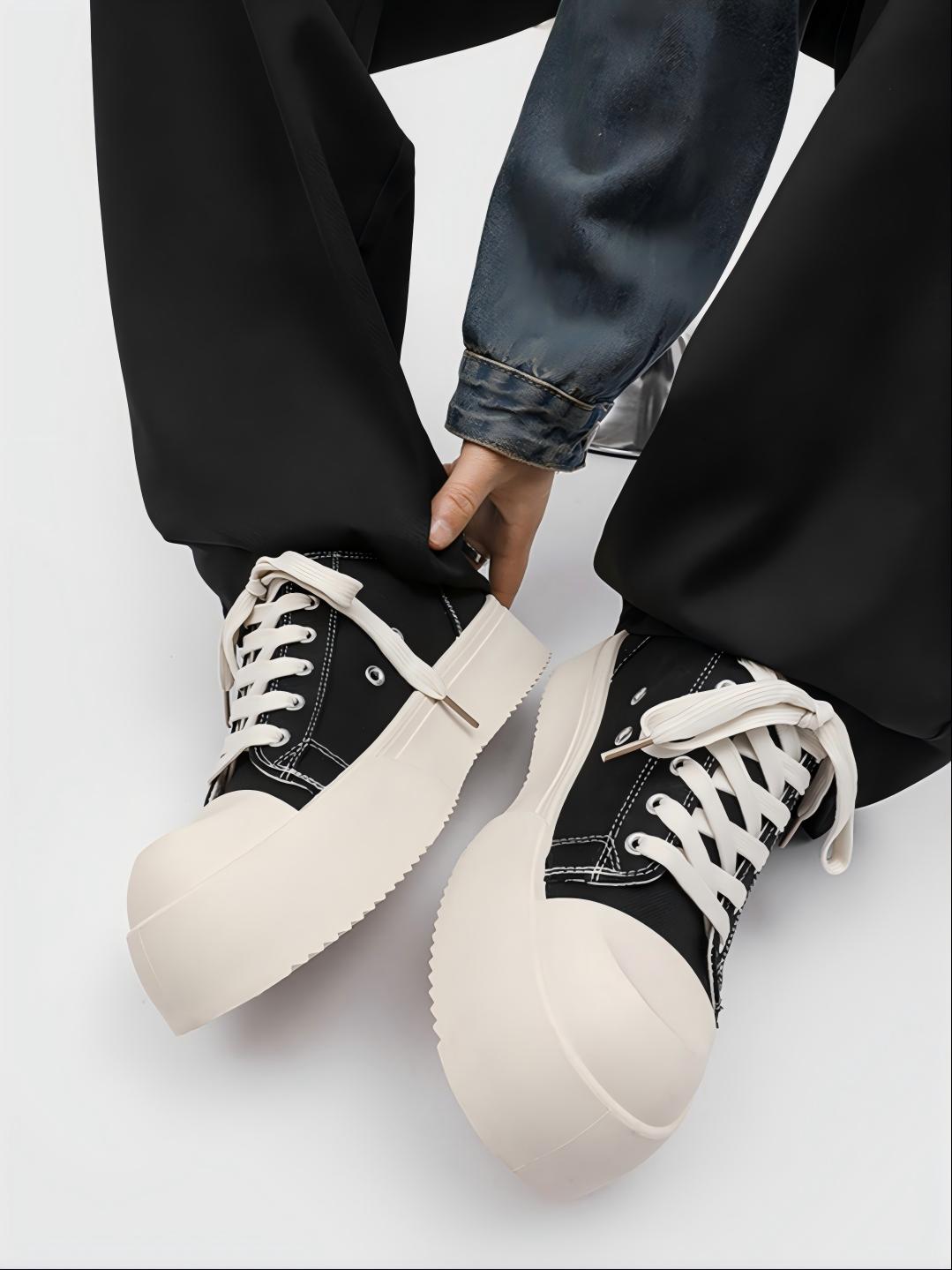 Retro Platform Color-blocked Canvas Shoes