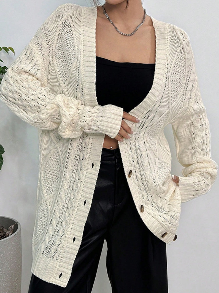 Liber Women's outerwear knitted cardigan diamond cable-knit button autumn cardigan