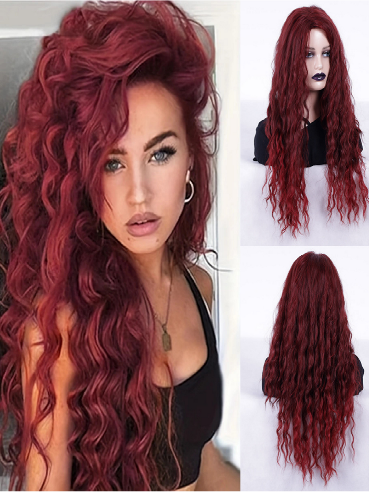 Long, Bouncy, Wavy Wig Made Of Synthetic Fibers