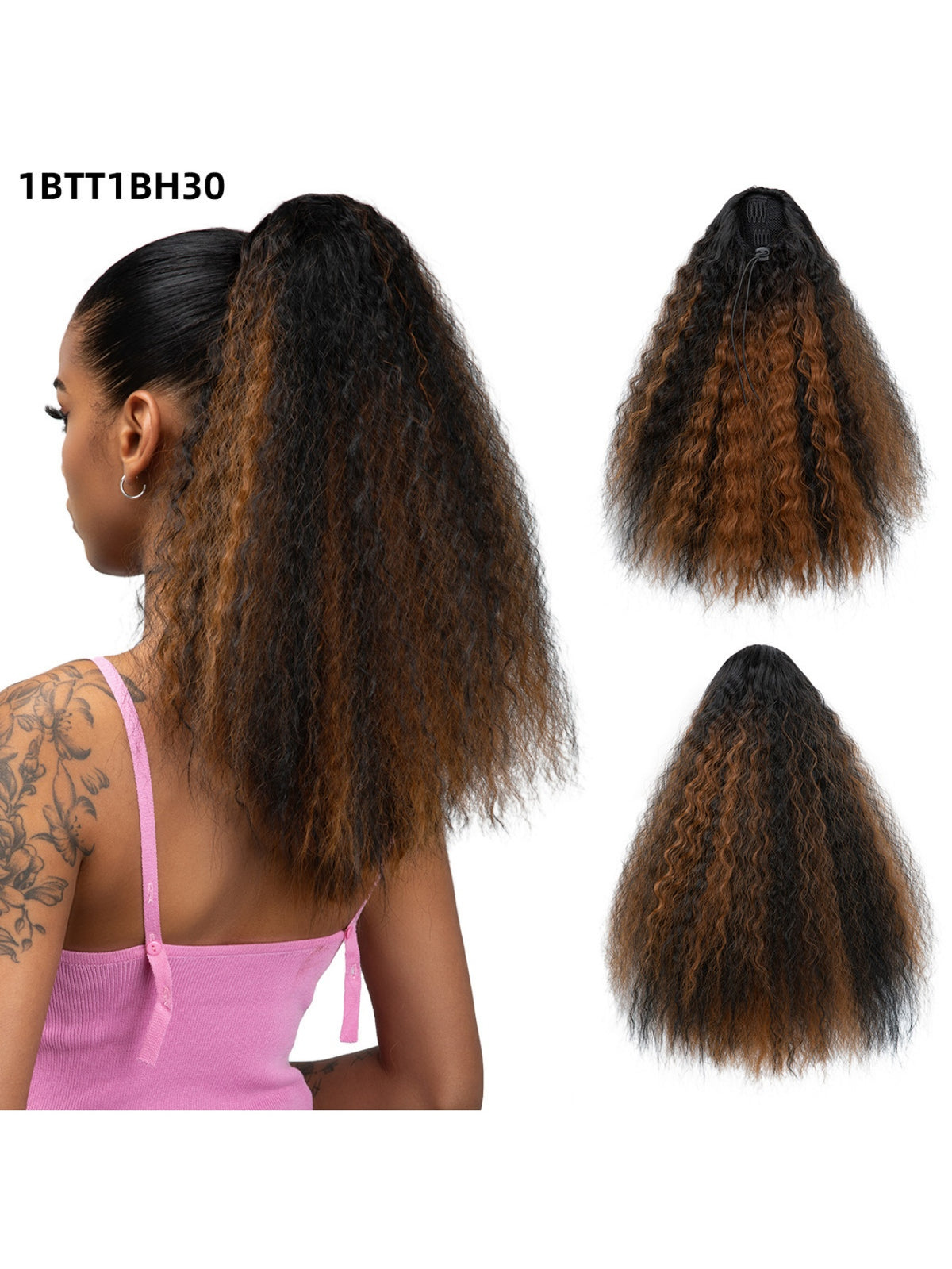 Small Curly Ponytail Synthetic Fiber Drawstring Braid High-temperature Silk Wig