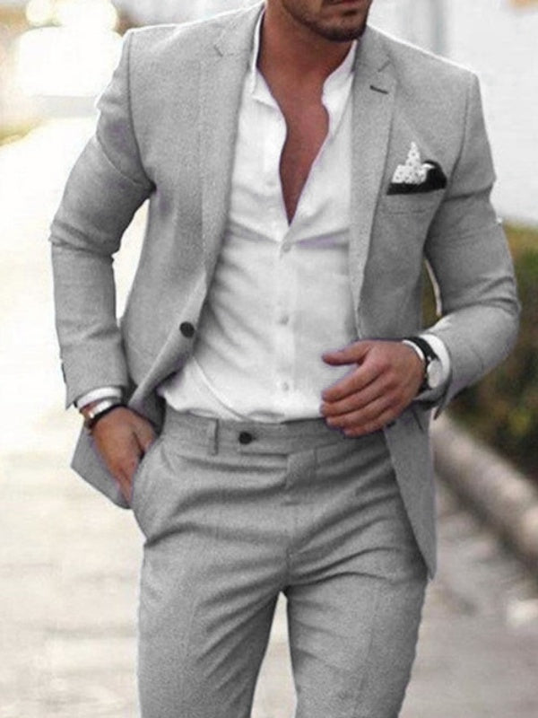 Flax Solid Color Suit Set 2-piece Sets