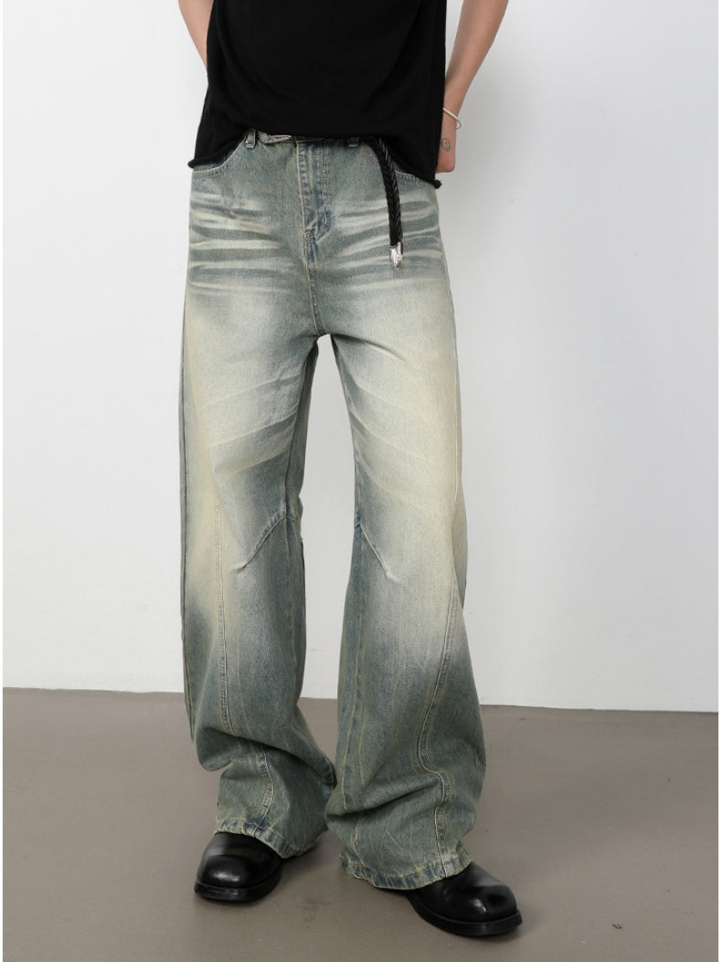 Retro Washed Patchwork Distressed Jeans