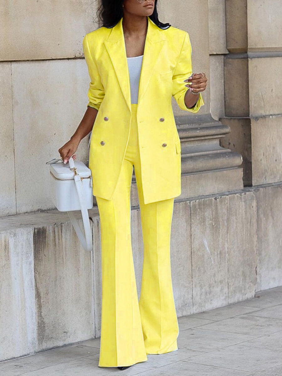 Casual Suit Wide-leg Trousers Suit 2-piece Sets