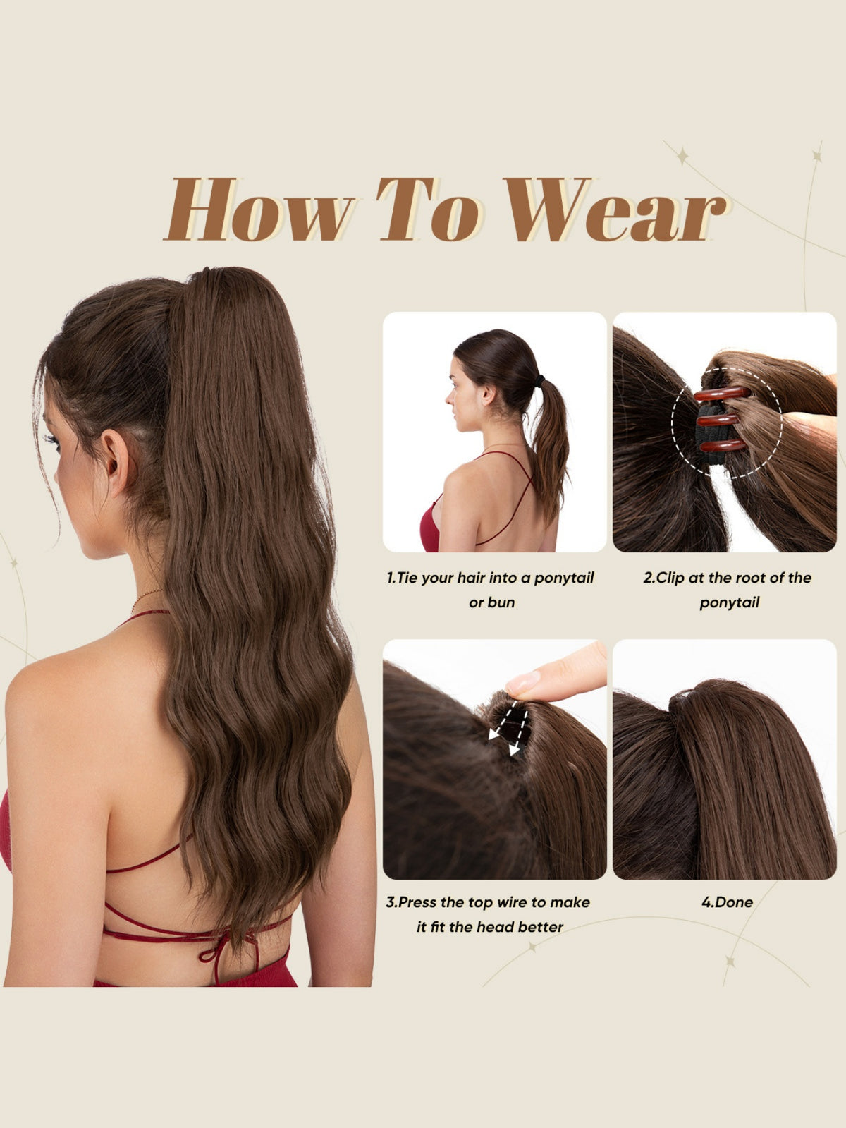 Big Wavy Ponytail Hair Extension Wig