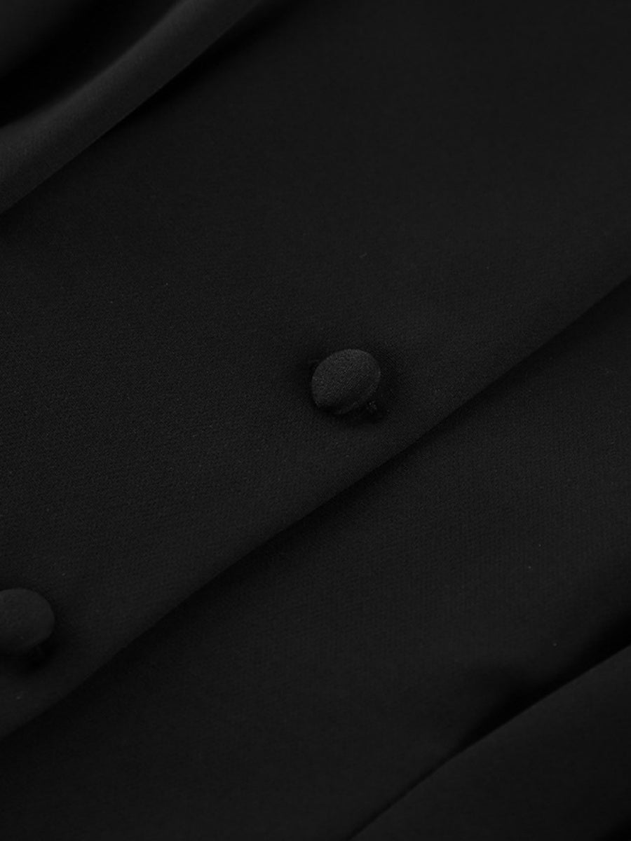 V-neck Waist Button-down Blazer