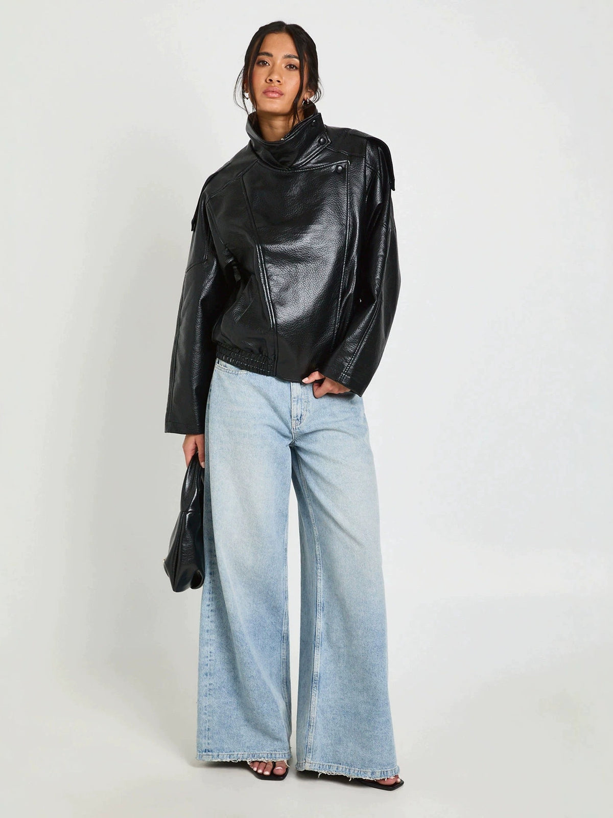 PU Leather Jacket With Long Sleeves For Autumn And Winter