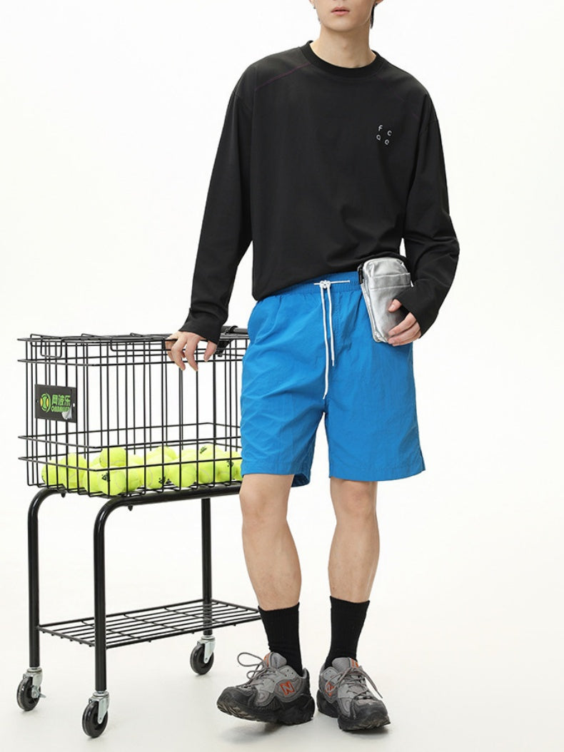 UV-Protection Color-Block Top-Stitched Long-Sleeve Tee
