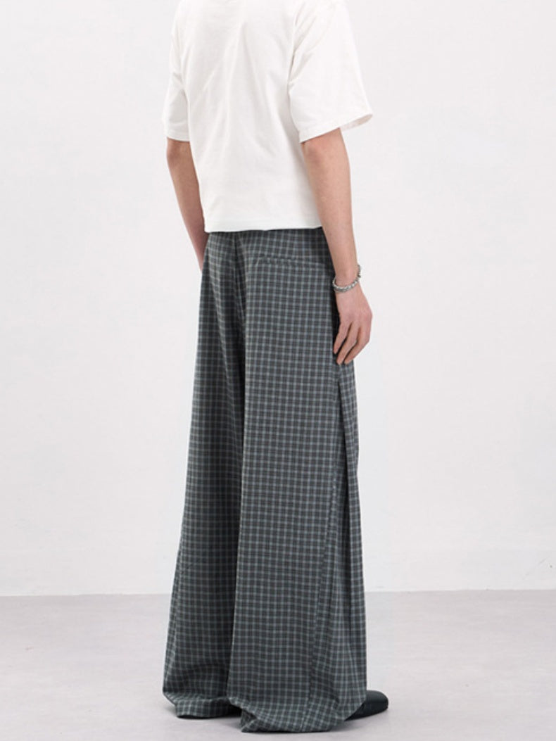 Old Money Style Pleated Plaid Dress Pants Pants