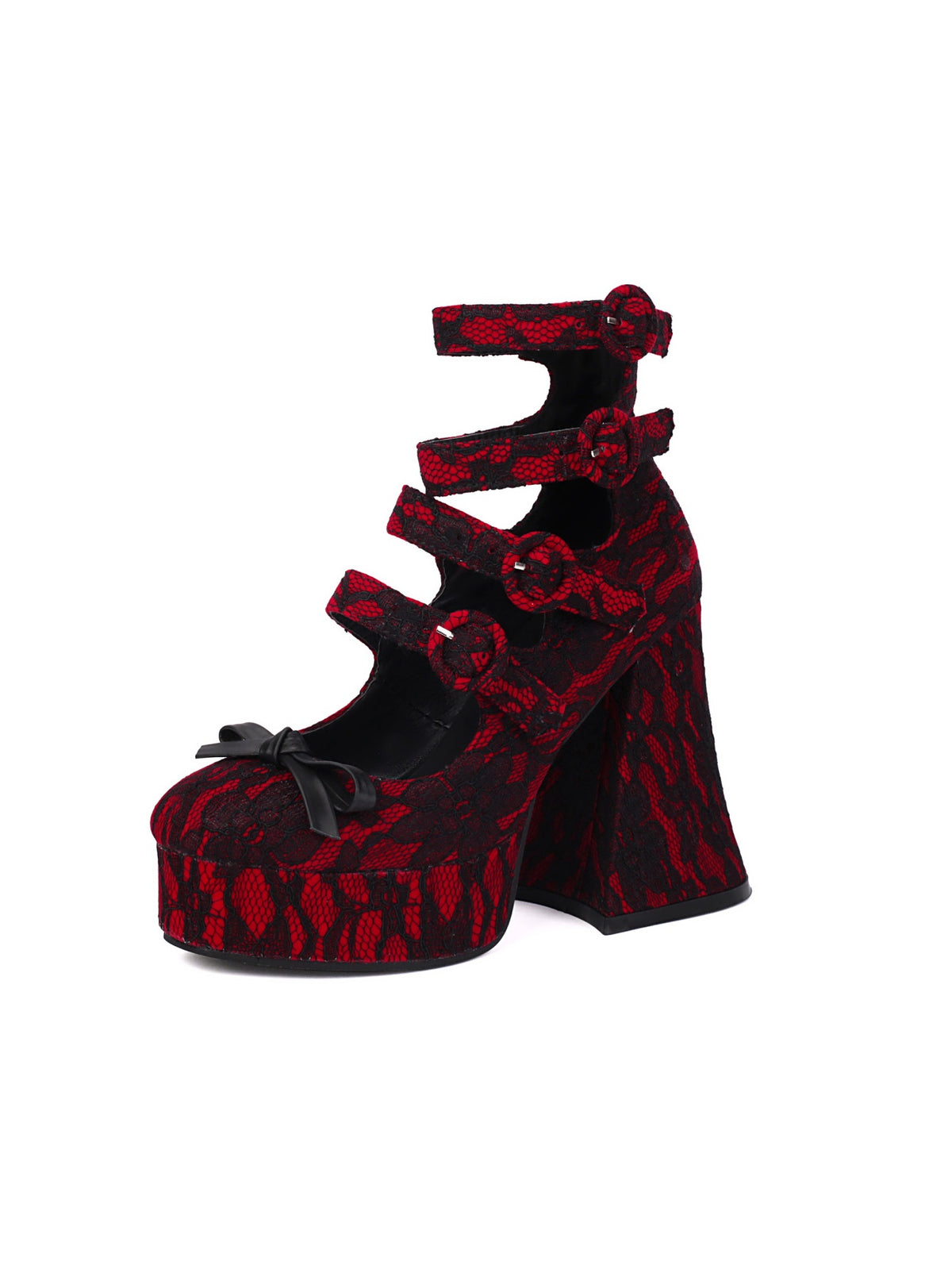Lace Platform Buckle Mary Jane Shoes