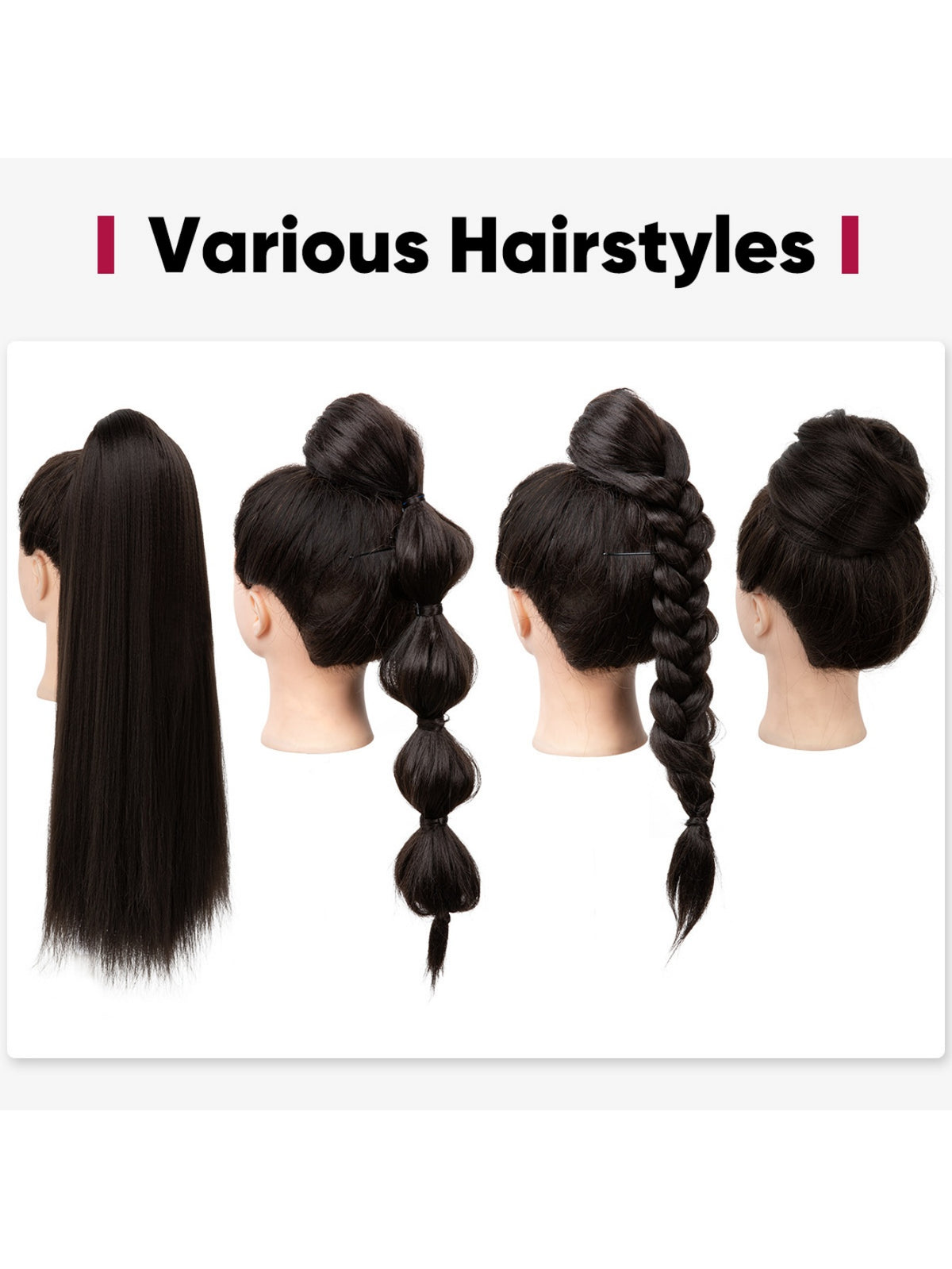 Drawstring Long Straight Synthetic Fiber Wig