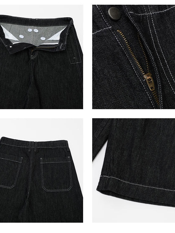 Washed Denim 7 Points Shorts