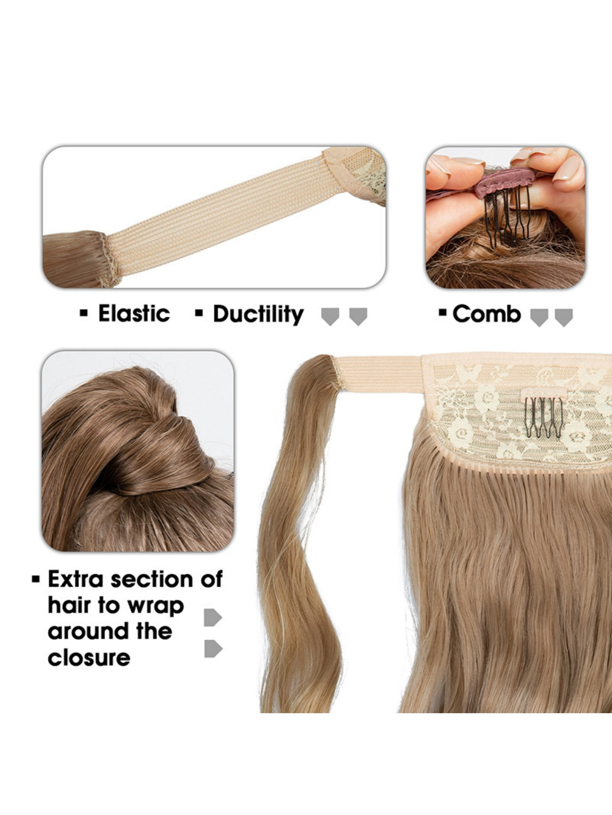 Long, Wavy, Natural Curl Wig With Wrap-around Design
