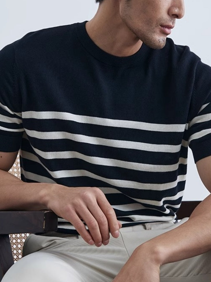 Old Money Style Stripes Slim-fit T-shirts