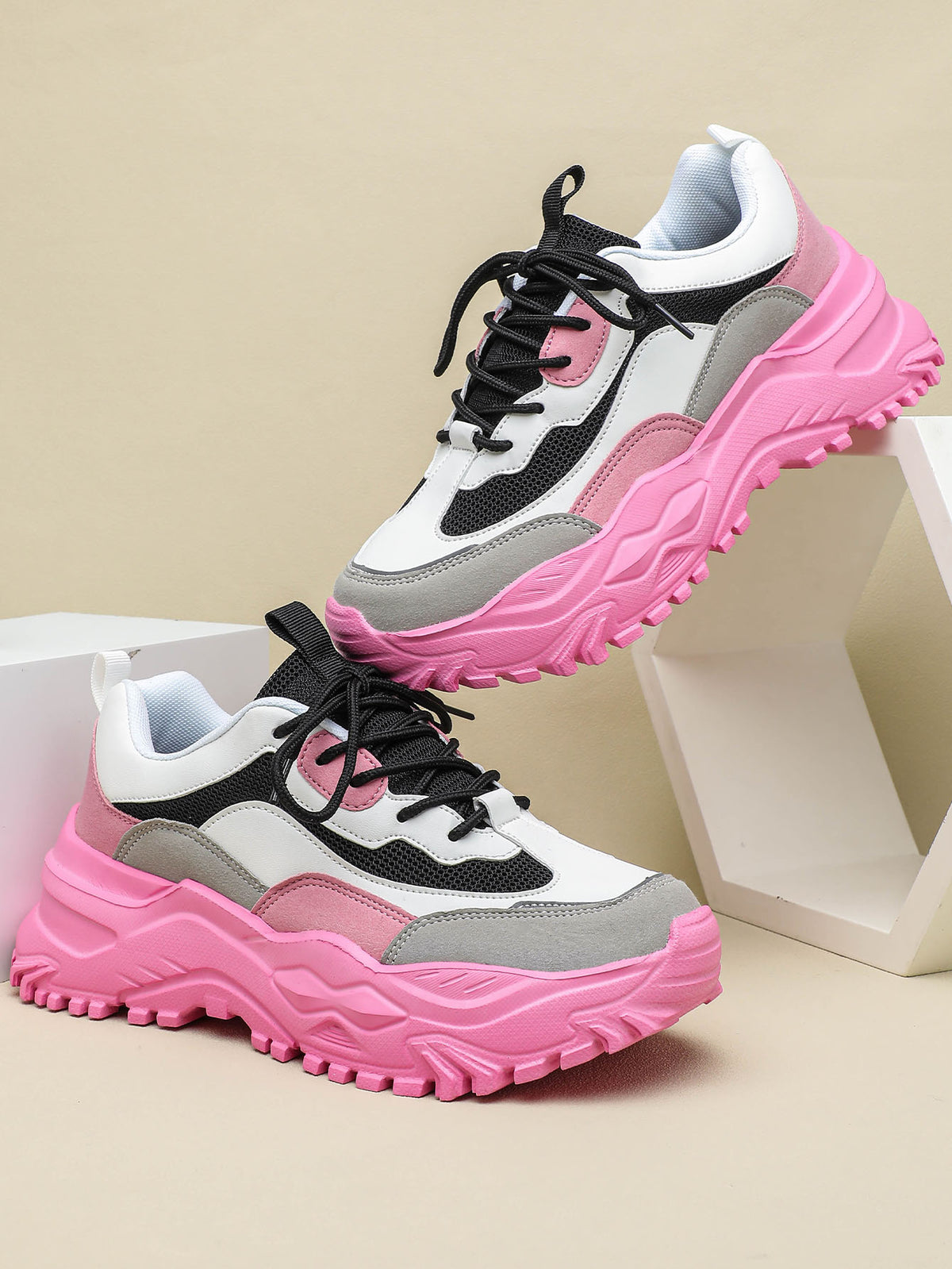 Color-blocked Platform Women's Casual Sneakers