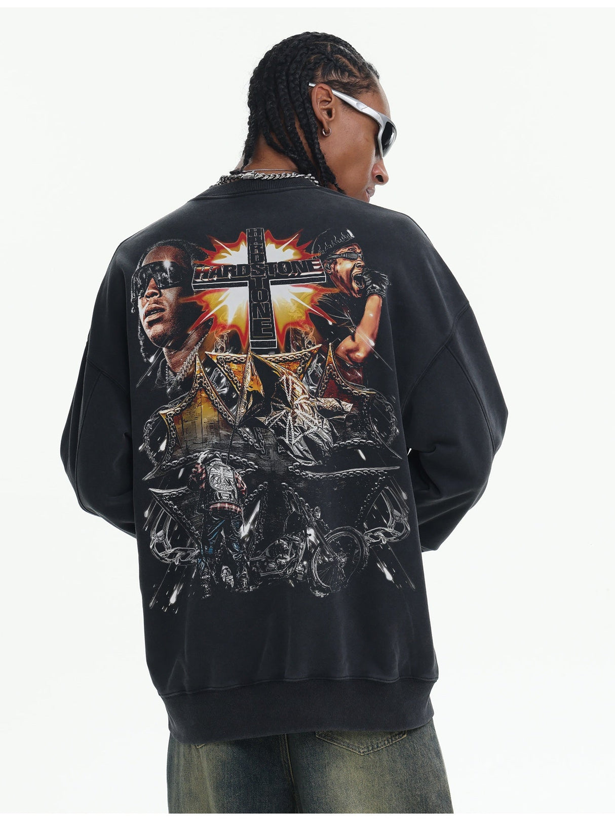 Printed Washing Crew Neck Sweatshirt