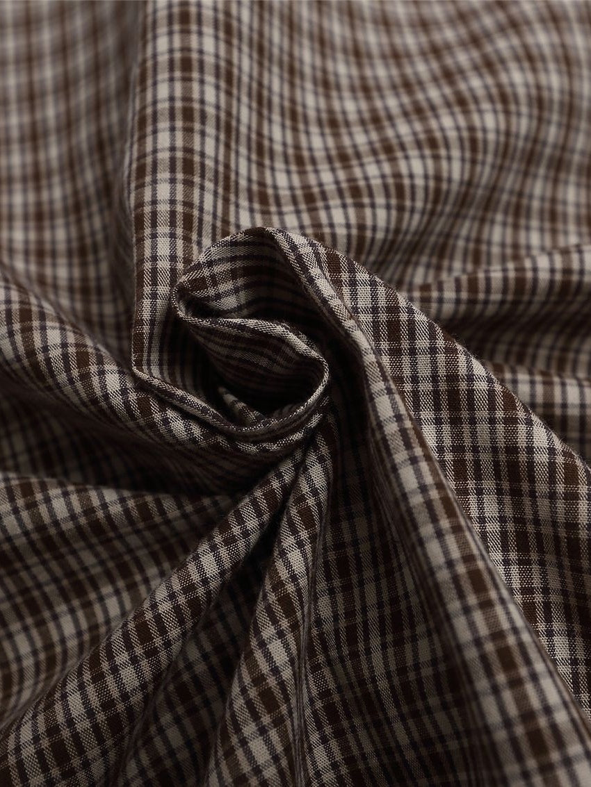 Crochet Letter Embroidery Plaid Loose Leisure Tie Shirt