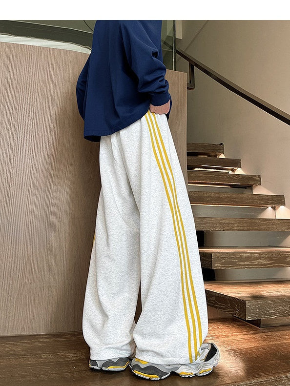 Neutral Color Matching Stripes Pants