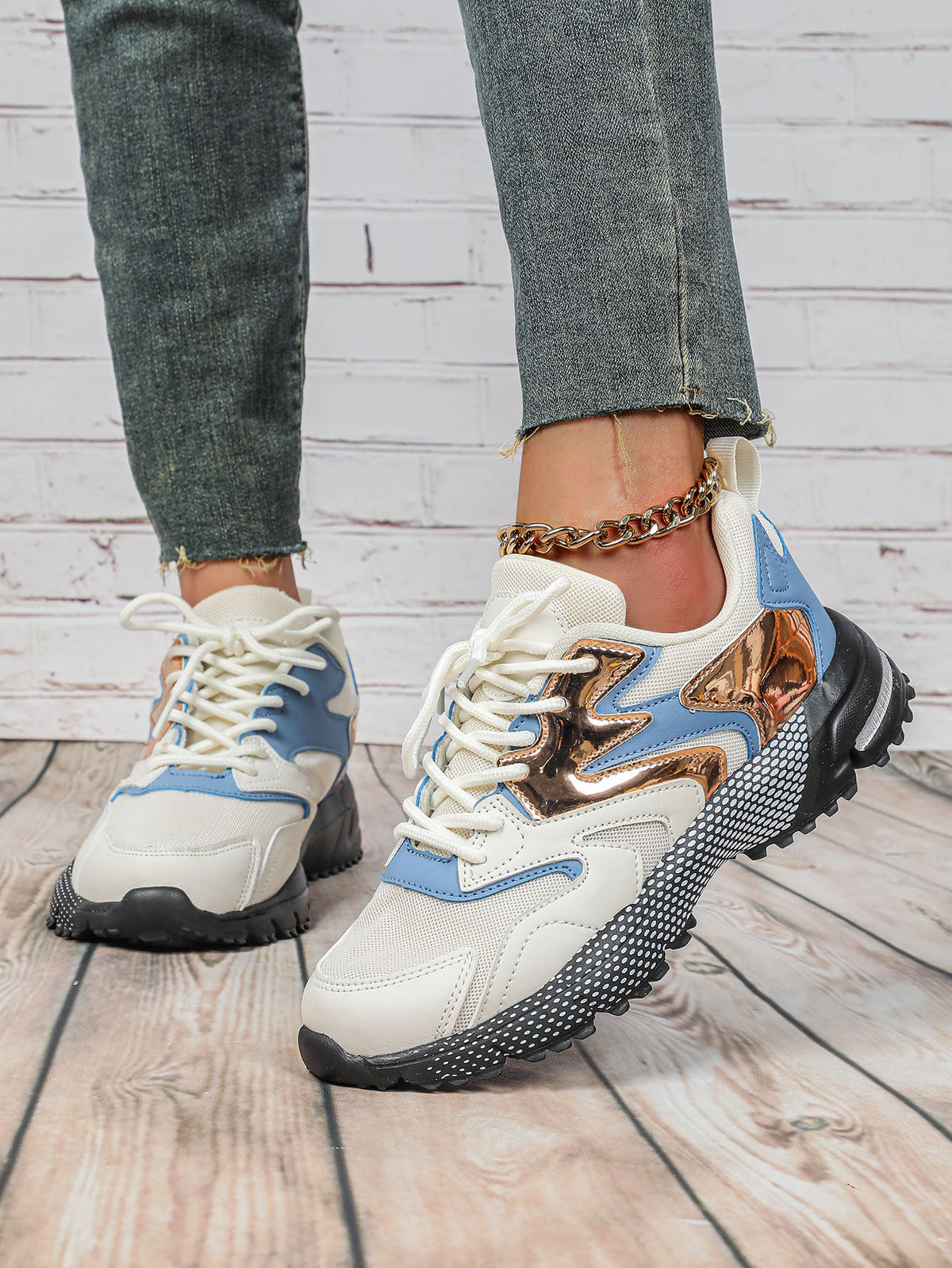 Color-blocked Platform Women's Casual Sneakers