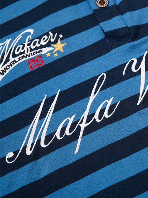 Loose-fit Leisure Letter Printed Color-blocked Polo Shirts
